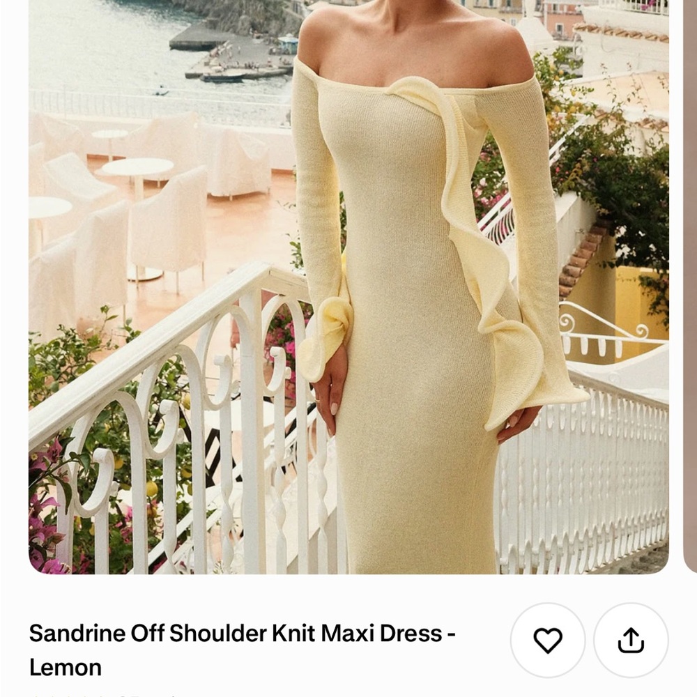 Meshki Off-Shoulder Ruffle Knit Maxi Dress - Pale Yellow